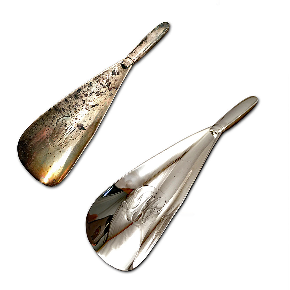  Immaculately refurbished antique sterling silver shoe horn by Chelsea Plating Company. Witness the radiant beauty and meticulous artistry of this cherished piece, now gleaming with renewed elegance. Rely on the expertise of Philadelphia's renowned restoration workshop, dedicated to preserving and revitalizing treasured antique sterling silver items.