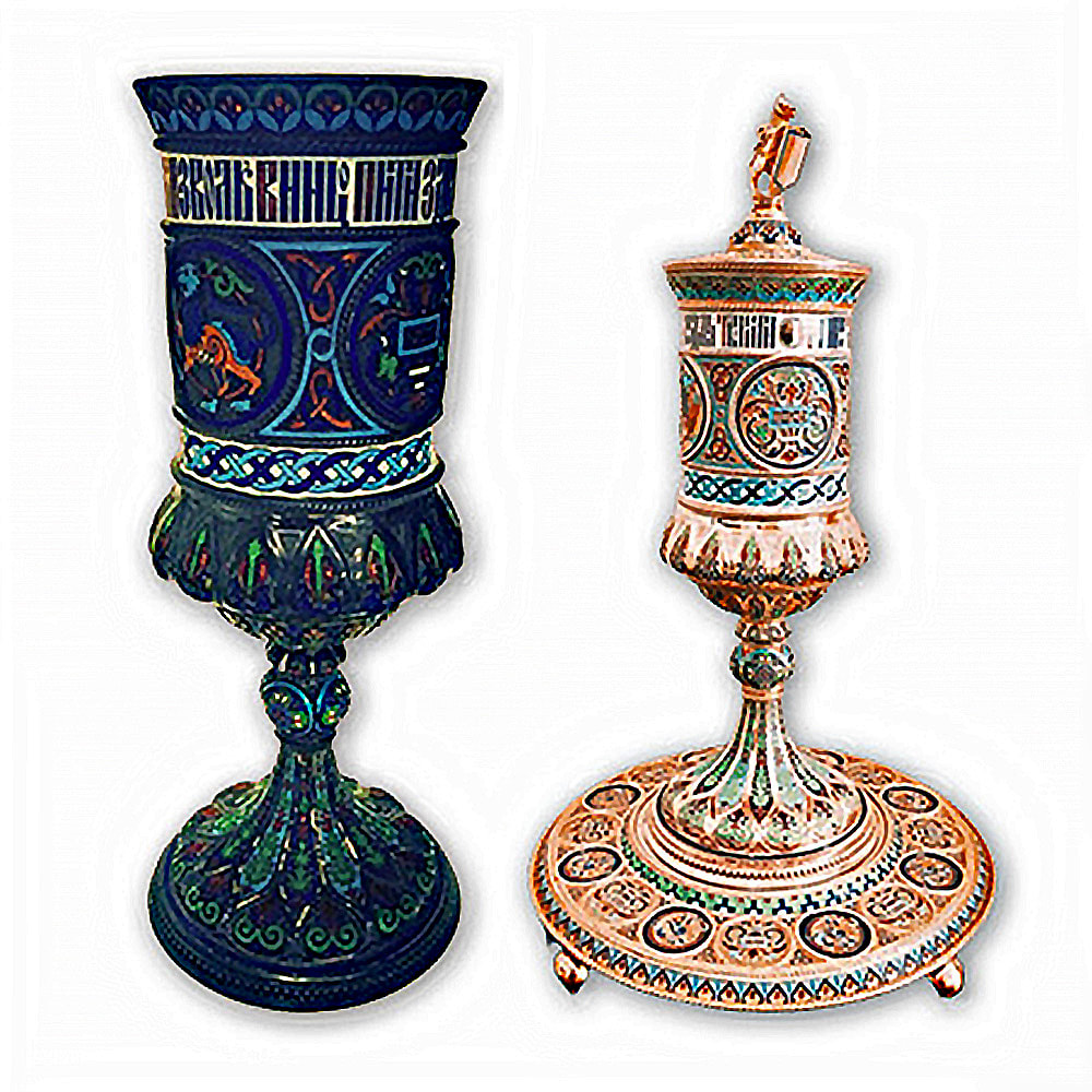 Skillfully restored by Chelsea Plating Company, the gilt silver and enamel chalice emanates its original brilliance and intricate artistry. A cherished relic of the University of Pennsylvania Art Collection, it now stands as a renewed symbol of both historical and aesthetic reverence.