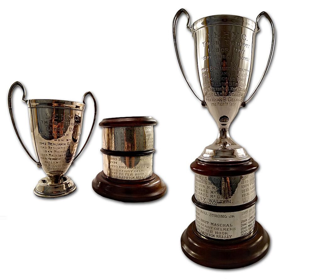 Silver trophy before and after professional repair and restoration by Chelsea Plating Company, with a gleaming finish and restored engravings.