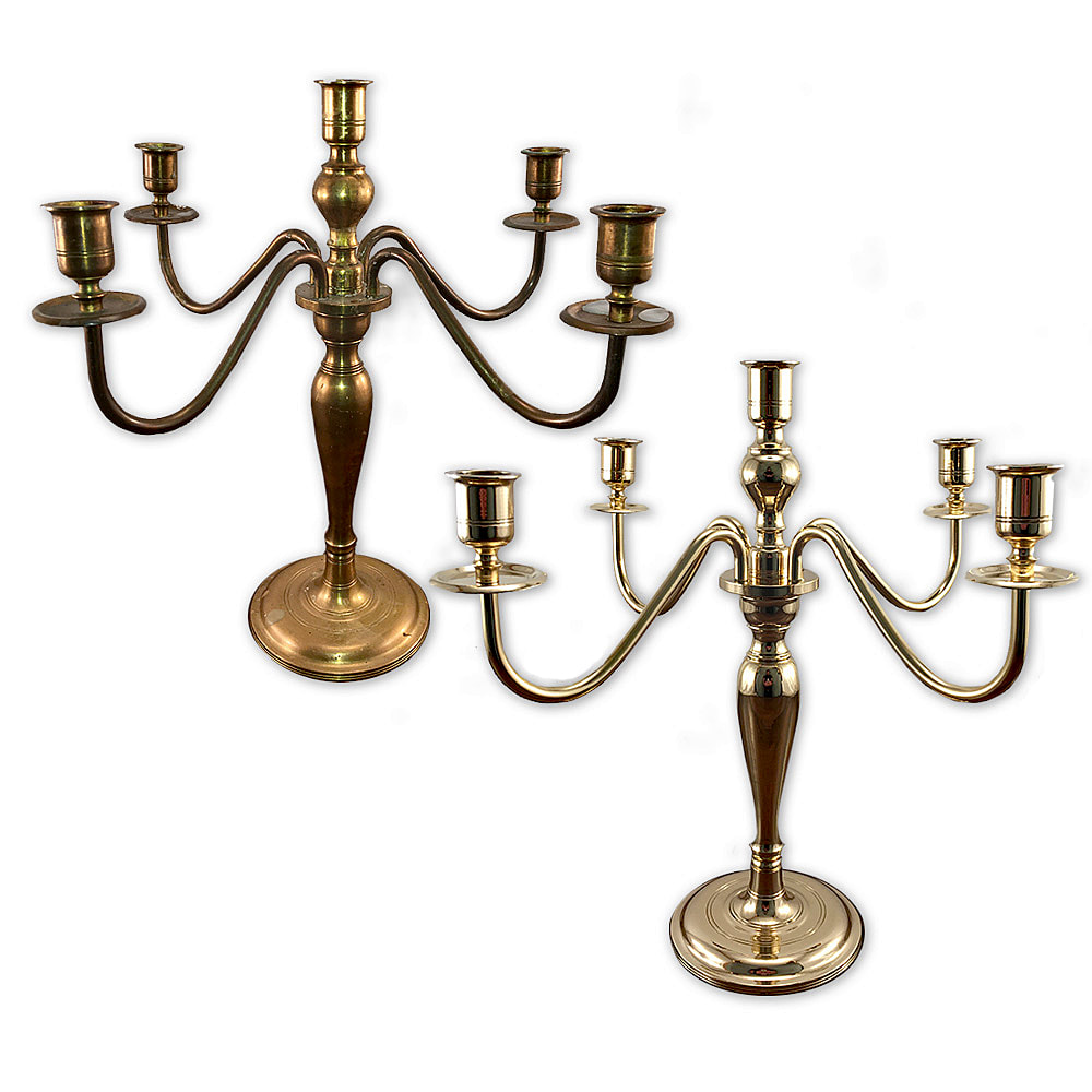 Delight in the resplendent charm of this restored antique brass candelabra, meticulously revived by Chelsea Plating Company. Immerse yourself in the warm ambiance created by the polished brass, showcasing the artistry and craftsmanship of a bygone era. Chelsea Plating Company's dedication to brass restoration is evident in the attention to detail and the revival of the candelabra's original allure. From the ornate arms to the delicately crafted base, each element has been lovingly restored to its former glory, bringing a touch of elegance and sophistication to any space. Experience the restored beauty of this antique brass candelabra, a remarkable example of Chelsea Plating Company's commitment to preserving and revitalizing treasured antiques.