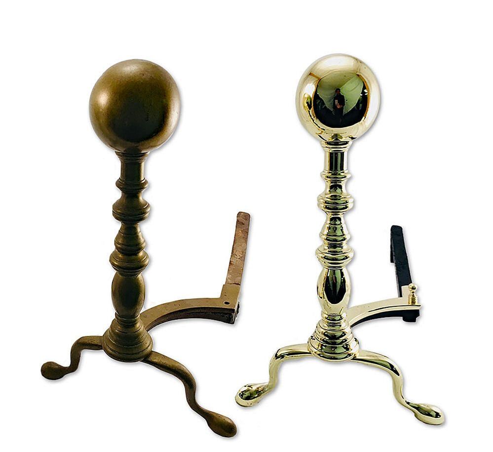  Step into the world of timeless sophistication with the pair of restored stately antique brass andirons, skillfully brought back to life by Chelsea Plating Company. Once marred by the effects of age, these magnificent andirons now exude a renewed sense of grandeur. Through meticulous cleaning, polishing, and restoration techniques, Chelsea Plating Company has revived the exquisite craftsmanship and intricate details of the brass. Be captivated by the majestic presence of these restored antique brass andirons, a testament to Chelsea Plating Company's mastery in preserving and enhancing the allure of historic brass artifacts.
