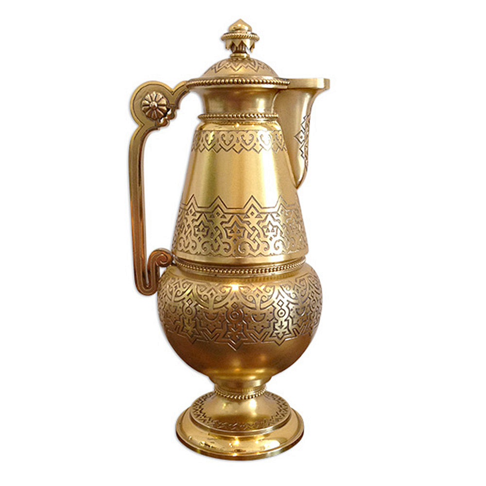 A testament to the prowess of Chelsea Plating Company, the intricate gilt silver pitcher from the University of Pennsylvania Art Collection stands restored to its original magnificence. Every curve and detail accentuated, ensuring its place as a revered artifact for years to come.