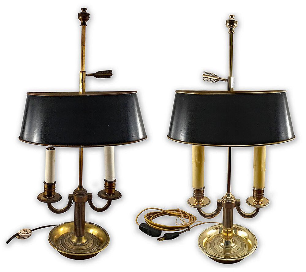 Antique brass table lamp meticulously restored by Chelsea Plating Company, displaying renewed elegance through expert brass restoration and polishing, a testament to skilled craftsmanship in decorative art.
